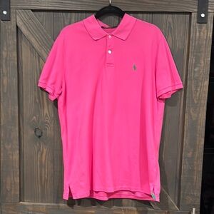 Polo Ralph Lauren Men's Vibrant Pink‎ Golf Polo Short Sleeve Shirt Size Large